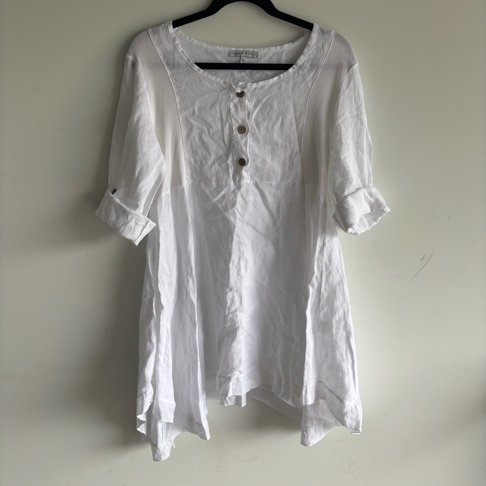 Tempo Paris‎ white linen sun dress size Small